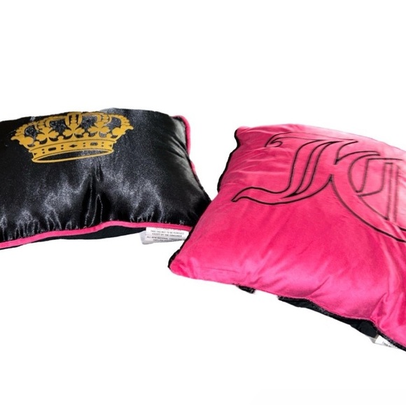JUICY COUTURE BLACK SATIN W/ HOT PINK VELVET STRIPES 5PC KING COMFORTER SET NWT - Picture 7 of 11